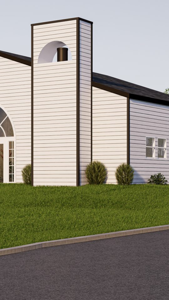a rendering of a church building with a driveway at The Creekside Apartment Homes