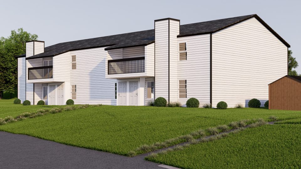 a rendering of a two story apartment building at The Creekside Apartment Homes