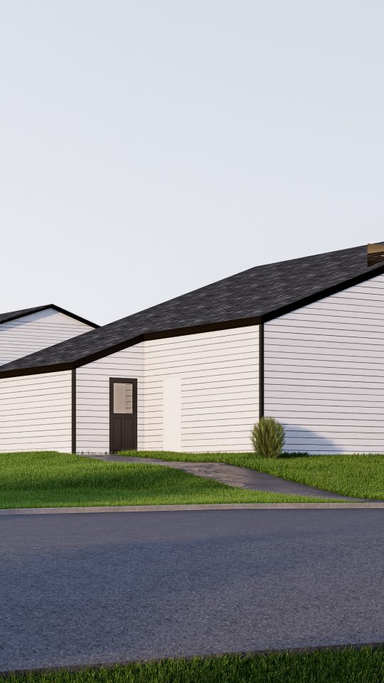 a rendering of a church building with a driveway at The Creekside Apartment Homes