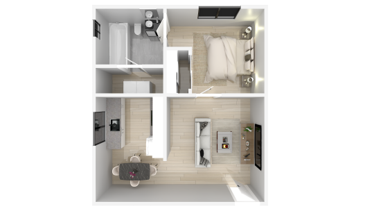 a floor plan of a small apartment with two rooms at The Creekside Apartment Homes