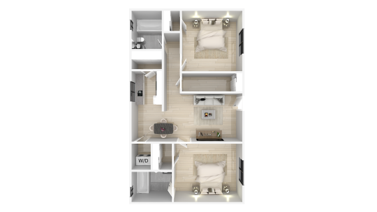 a floor plan of a two bedroom apartment at The Creekside Apartment Homes