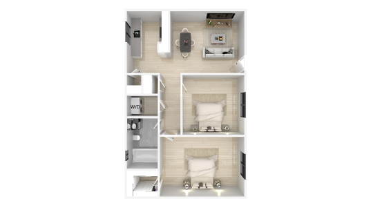 a floor plan of a two bedroom apartment at The Creekside Apartment Homes